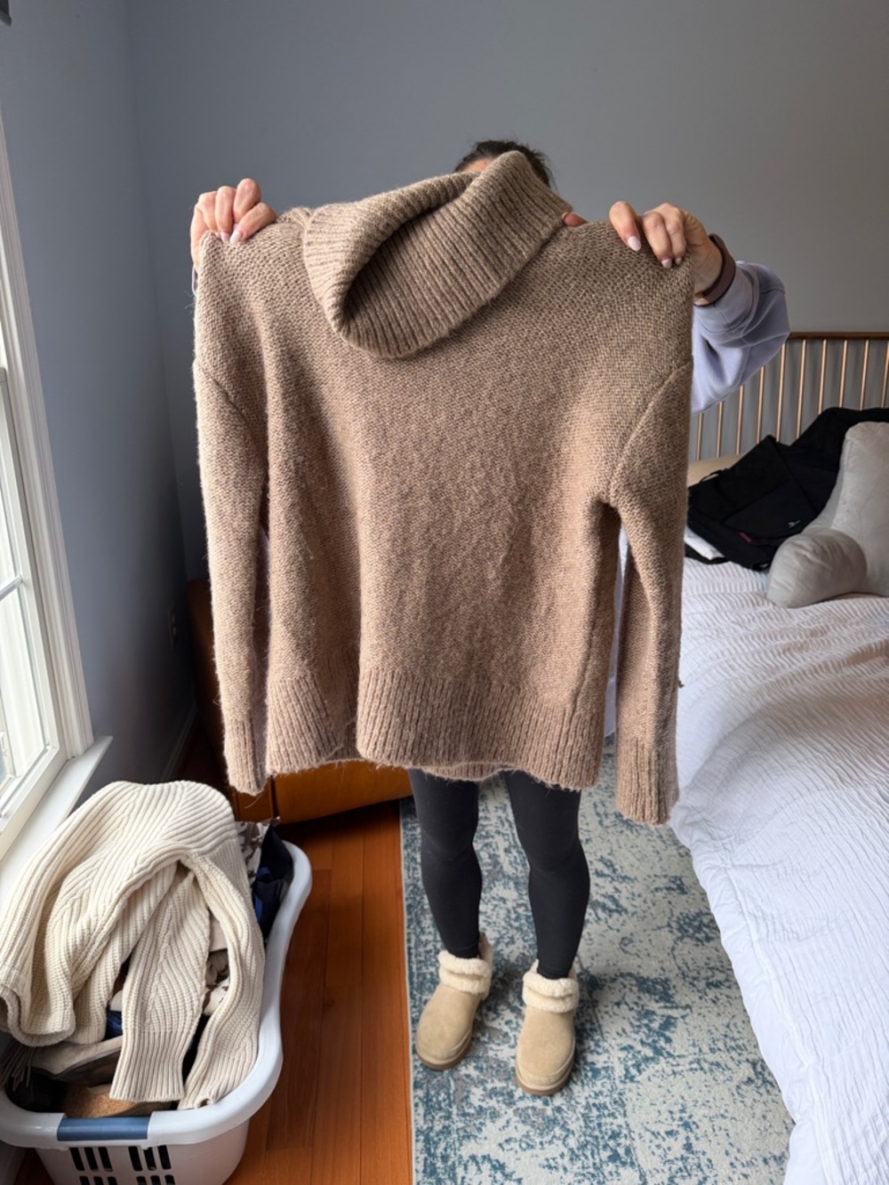 Banana Republic Taupe Ribbed Turtleneck Sweater